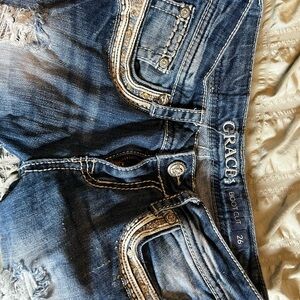 Grace Women's Distressed Blue Bootcut Jeans